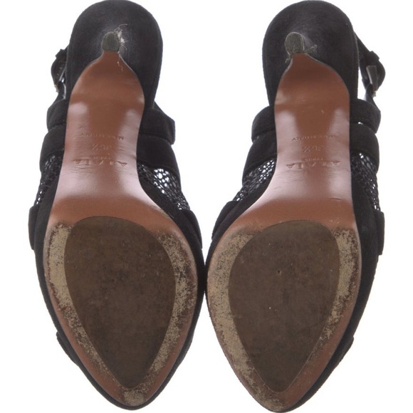 ALAÏA Black Suede Mesh Cutout Slingback Heels | IT 36.5 (US 6.5) | Sculptural - Picture 5 of 5